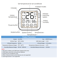 Contrôleur de thermostat intelligent WiFi TY-S16 Pro Tuya avec écran LCD, bouton tactile, télécommande sans fil, contrôle par application, température intégrée