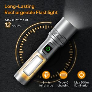 Power Bank Zoomable Waterproof Aluminum Diving Flashlight <b>Rechargeable</b> <b>Usb</b> Tactical Torch <b>Light</b> Long Range Outdoor Flashlight - Product Image 3