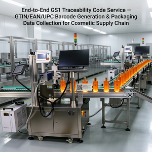 Service d'attribution de codes de traçabilité GS1 et de collecte de données pour les emballages de flacons et boîtes cosmétiques – Codes-barres GTIN/EAN/UPC - Product Image 3