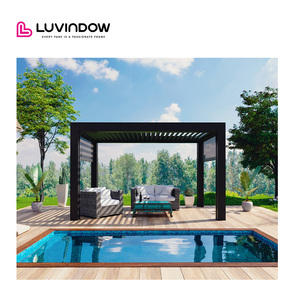Luvindow Louver atap logam Aluminium, <span class=keywords><strong>Pergola</strong></span> Taman mewah Modern luar ruangan tahan air - Product Image 2