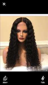 Long Water Wave <b>Human</b> <b>Hair</b> <b>Lace</b> <b>Wig</b> 30 Inch Thick and Bouncy Natural Black - Product Image 3