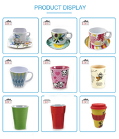 Tasse à café en mélamine avec poignée réutilisable de haute qualité, ml, Design fleur blanche, petite tasse à café
