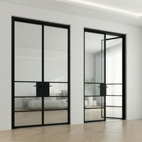 Porte extérieure/intérieure Crittal Design en acier avec double vitrage français, sécurité renforcée et grille décorative intégrée