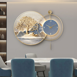 Fortuinboom Art Deco Lente Kristallen Wandklok Stilleven Schilderij Metalen Frame Zwart/Goud Afwerking Luxe Woonkamer Restaurant - Product Image 1