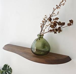 رف عائم زاوية مستدير رف عصري خشبي بتصميم فريد ديكور جداري رف عائم للتخزين عرض على الحائط - Product Image 4