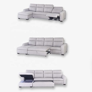 Canapé d'angle moderne en cuir avec rangement, convertible en lit, en forme de L - Product Image 1