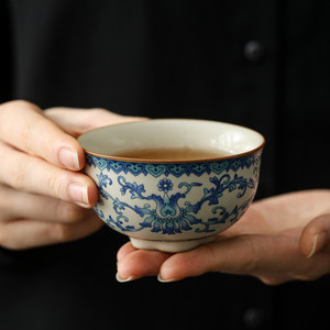 Taza de porcelana Ru Ware Floral Master Cup para degustación de té Kung Fu, para té Pu'er, sin tapa, origen Dehua, sin plomo. - Product Image 4