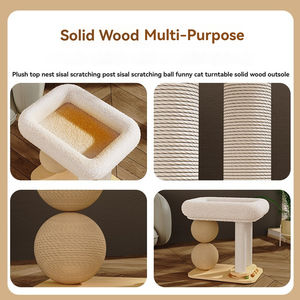 เสาข่วนแมวไม้สนรักษ์โลก พร้อมที่ข่วนใยไซซอลและที่นอนกำมะหยี่ สำหรับลูกแมวขนาดใหญ่และแมวโต - Product Image 5