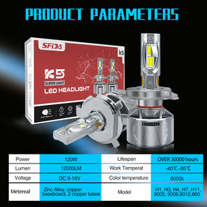 Faros LED SFIDA K5 de 120W 6000K de Alta Potencia 12V 12000LM, Nuevos con 2 Años de Garantía, Ajuste Universal para Automóviles, Embalaje Personalizado - Product Image 4