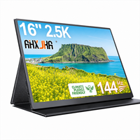 Moniteur portable AHXJKA 16 pouces à écran unique 144Hz 2.5K 2560*1600 avec étui en cuir pour une expérience de jeu fluide sur PS5, Switch, Windows et Mac