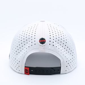 Casquette unisexe personnalisée de golf respirante et imperméable à 5 panneaux en tissu chevron avec logo en caoutchouc imprimé sérigraphié, cordon en polyester et élasthanne - Product Image 4