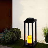 Lanterne menée solaire classique noire imperméable en métal de bougie de brevet de Hanko pour extérieur