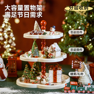 Christmas Decorative Tiered Tray 2 Tier Plastic Desktop Storage Rack For Living Room Bedroom Ornament Display - Product Image 3