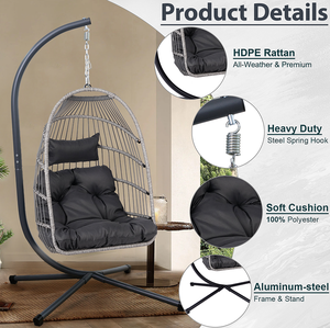 Modern Portable Outdoor Hanging Chair with Stand Fabric Swing Chair for Patio & Garden - Product Image 1