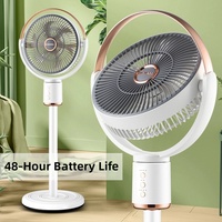 Ventilateur de sol et de table 2 en 1, réglable en hauteur, AC/DC, ventilateur sur pied, 8000 mAh, rechargeable par USB, avec télécommande