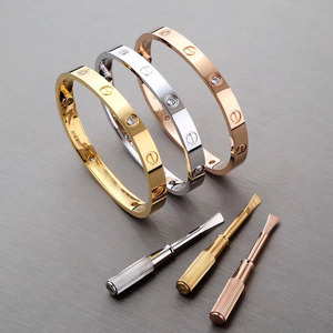 Bracciale di Lusso in Acciaio Inossidabile 316L con Cacciavite e Zirconi, Placcato in Oro 18K, Design Esclusivo per Donne e Uomini - Product Image 4