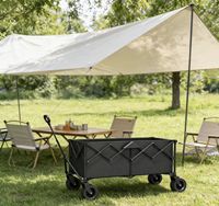 Chariot de camping pliable avec grandes roues tout-terrain, chariot utilitaire portable pour le sport, la plage et le camping