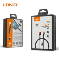Kabel Data USB LDNIO LS531  PP Yarn Braided untuk Ponsel, Micro Type C, Pengisian Cepat 1m, Kabel Data Pengisian Cepat
