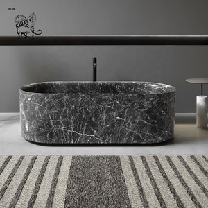 Vasca da Bagno Freestanding in Pietra Naturale BLVE, Design Italiano Moderno, Vasca di Lusso in Marmo Nero <span class=keywords><strong>per</strong></span> Arredamento di Ville e Hotel - Product Image 1