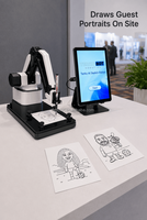 Robot artiste dessinateur de portraits à bras robotisé pour stand d'exposition, machine robotique interactive pour événements commerciaux