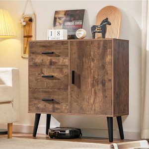 Giữa Thế Kỷ hiện đại phòng khách đồ nội thất tủ lưu trữ 3 ngăn kéo có thể điều chỉnh kệ cửa giọng tủ cho trang trí nội thất hiện đại - Product Image 1