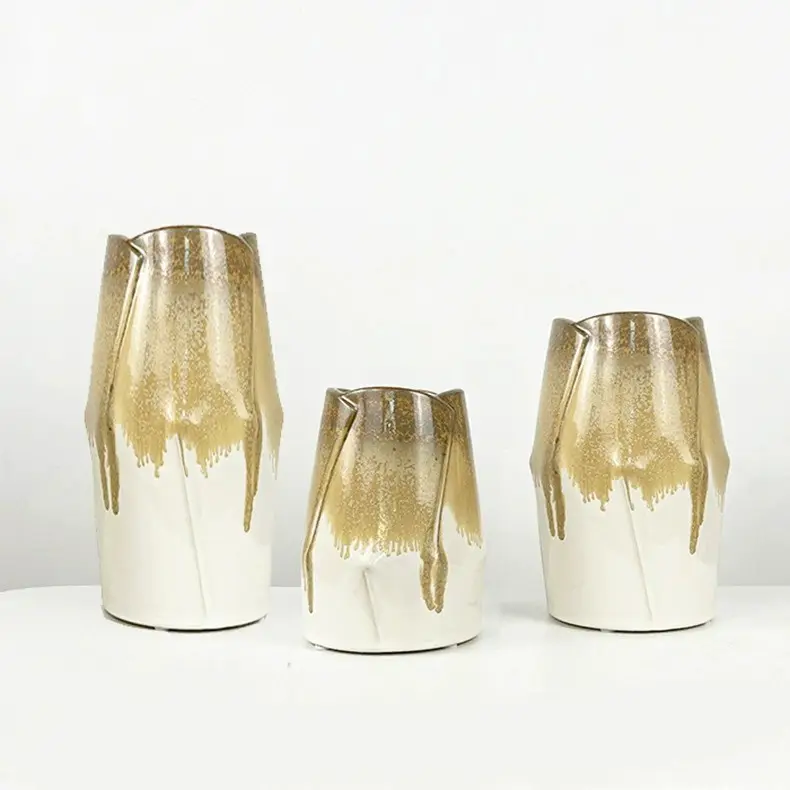 Maceta de pie de donut moderna nórdica Vintage simple, jarrón de cerámica con plantas artificiales para decoración del hogar
