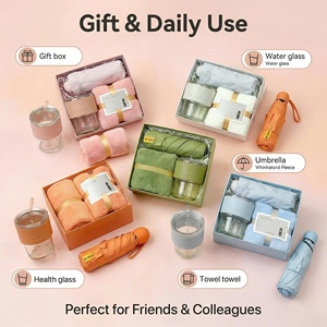 Lunaire 3 in 1 Gift Set Glass Cup Towel Umbrella for Women Men Birthday Wedding Corporate Holiday <strong>Presents</strong> - Product Image 3