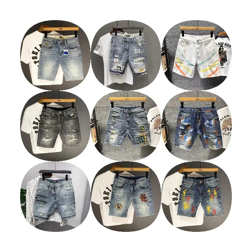 High Quality Jeans Shorts Men's Summer Stretch Denim Pants Boys Short Pants Young Jeans Fit Skinny Breathable Five Trousers