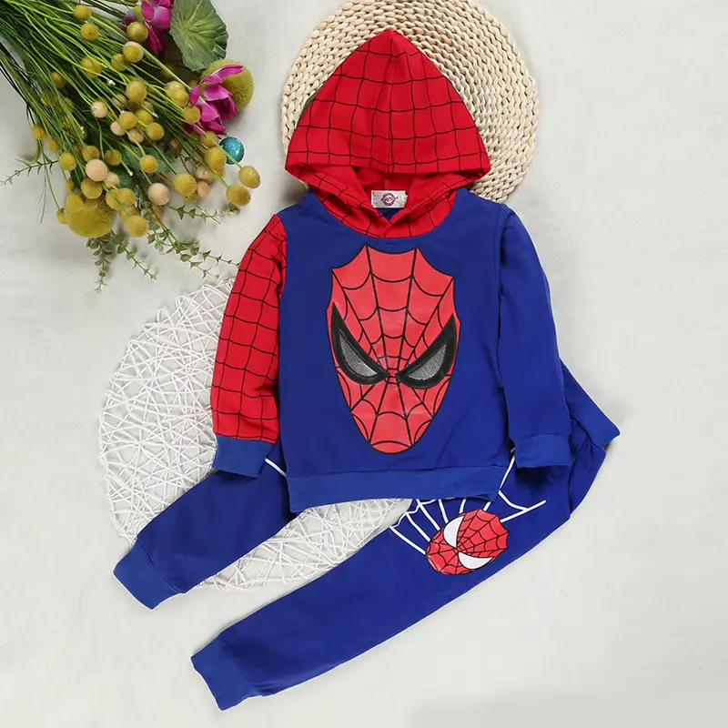 Moda dos desenhos animados das crianças Aranha Impresso Hoodie Meninos Crianças Camisola Causal E Calcinha 2 Peça Define 1-7 anos