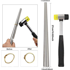 Juegos de mandril de EE. UU. Y Reino Unido con medio medidor de anillo Palo de ajuste de anillo de metal y martillo para hacer anillos y juego de herramientas de pulido - Product Image 2