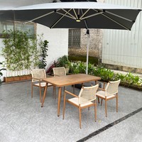 Ensemble de table et chaises en rotin tressé haut de gamme avec plateau HPL, mobilier de patio pour loisirs en extérieur
