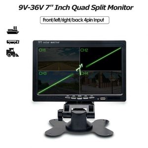 Moniteur de voiture à écran LCD TFT 7 pouces, écran quadruple, 4 canaux, 4 broches, entrée vidéo aviation <span class=keywords><strong>12V</strong></span> 24V <span class=keywords><strong>pour</strong></span> camion, bus, <span class=keywords><strong>camping</strong></span>-<span class=keywords><strong>car</strong></span> - Product Image 4