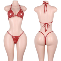 Tenues scintillantes à pois et sequins, deux pièces, vêtements de danse exotique, tenues de serveuse de bar, costumes de boîte de nuit pour adultes, ensemble de performance