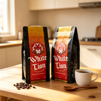Sacs d'emballage personnalisés pour grains de café, pochettes mates à fond plat, refermables avec fermeture éclair, pour un arôme intense, pour grains de café frais