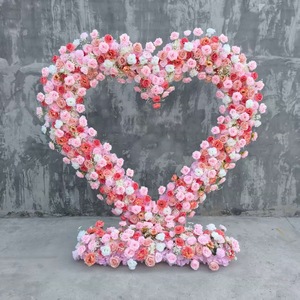 Arreglo Floral en Forma de Arco, Arco en Forma de Corazón con Rosas Rosadas, Decoración de Boda, Arco de Flores de Seda en Forma de Corazón - Product Image 2