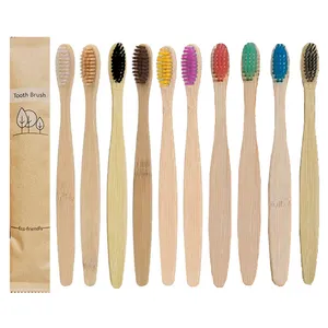 Customized logo eco friendly natural bristle charcoal organic biodegradable bamboo toothbrush