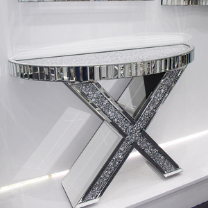 Grande table <span class=keywords><strong>console</strong></span> moderne avec dessus de miroir <span class=keywords><strong>en</strong></span> <span class=keywords><strong>verre</strong></span> pilé diamant Meuble élégant à miroir pour le salon - Product Image 2