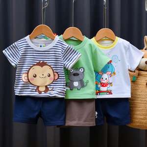 Oferta: Conjuntos de Ropa Infantil para las 4 Estaciones, 2 Piezas, Camiseta y Pantalones, Algodón/Poliéster, para Niños de 0 a 12 Años - Product Image 1