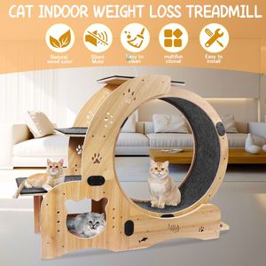 Rueda de ejercicio para gatos DB Cat Wheel 6 en 1, grande, para interiores, de madera y bambú, con funciones de juego. - Product Image 2
