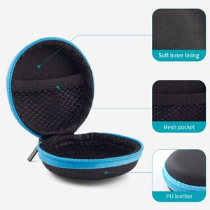 Túi Đựng Tai Nghe Bằng Da PU Chống Sốc Bảo Vệ Chống Nước Tùy Chỉnh Hộp Đựng Tai Nghe Bằng Nỉ EVA Nhỏ Mang Dây Tròn Cứng - Product Image 2
