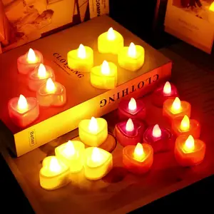 Candele per ordini all'ingrosso con candele a forma di cuore a LED a batteria candele OEM regalo di san valentino di lusso