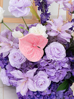 Ensemble de toile de fond de fleurs artificielles, arrangement floral en soie violette, décoration pour mariage, fête, photomaton, vitrine de magasin, événementiel, fait main