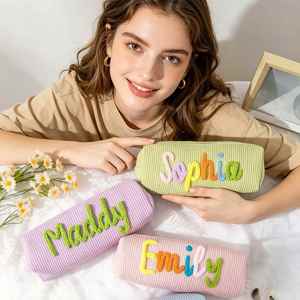 Bolsa de Maquillaje Bordada Personalizada, Estuche de Aseo Tejido, Bolsa Organizadora de Cosméticos Multifuncional, Regalo de Cumpleaños - Product Image 5