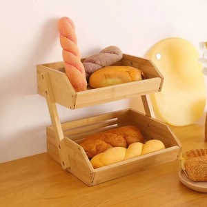 Wooden Three Tier <b>Kitchen</b> Storage Rack 3 Floors Multifunctional Organizer For Bread Fruit Vegetable Storage - Product Image 4