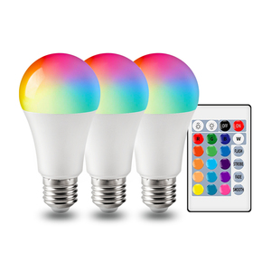 Điều khiển từ xa RGBW A60 10W <span class=keywords><strong>E27</strong></span> LED bóng đèn thông minh AC85-265V 24 phím mờ màu đèn thích hợp cho bên quán bar - Product Image 1