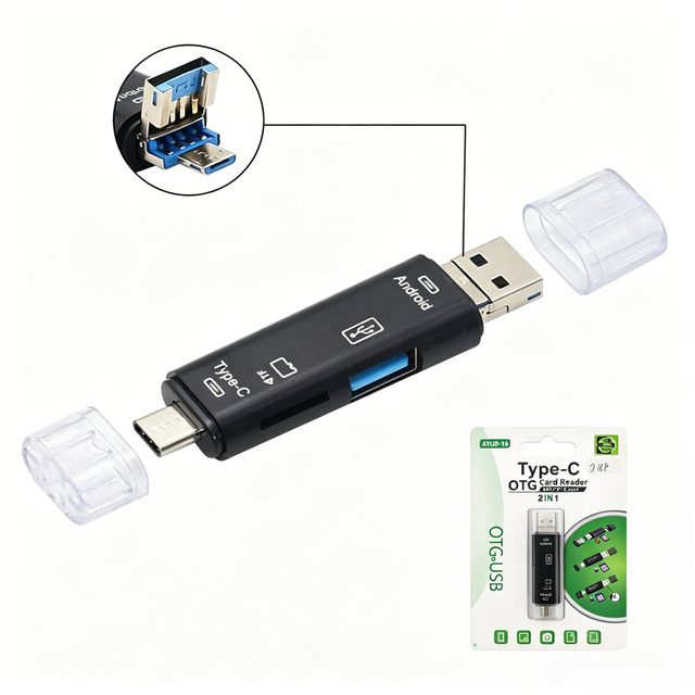 5-in-1 Multi-Function USB2.0 Type C USB Micro USB TF Memory Card Reader for Android Computers/Phones Docking Station OTG Adapter