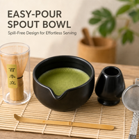 Coffret Cérémonie du Thé Matcha : Fouet en Bambou (Chasen), Support, Cuillère Chashaku, Passoire à Mailles Fines – Idéal pour la Maison, les Cafés et les Amateurs de Thé