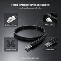 Câble de branchement FTTH extérieur fiable, câble à fibre optique de type arc, câble optique pour réseau local, pré-encastrement aérien, G.652 pour ville