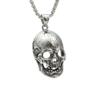 Collar con colgante de calavera de acero inoxidable, regalo unisex, joyería de moda - Product Image 1