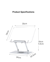 Support de livre en acier rotatif réglable en hauteur, pliable et facile à ranger, en acrylique transparent, pour ordinateurs portables et tablettes